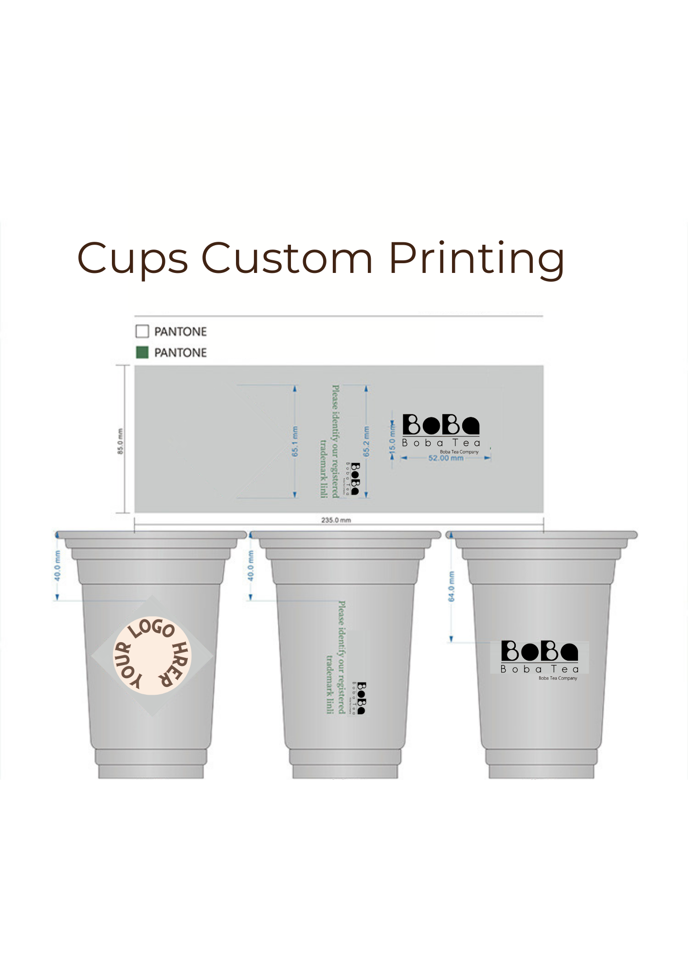 500ML Bubble Tea 90mm U Shape Chubby PP CUPS - 1000pcs