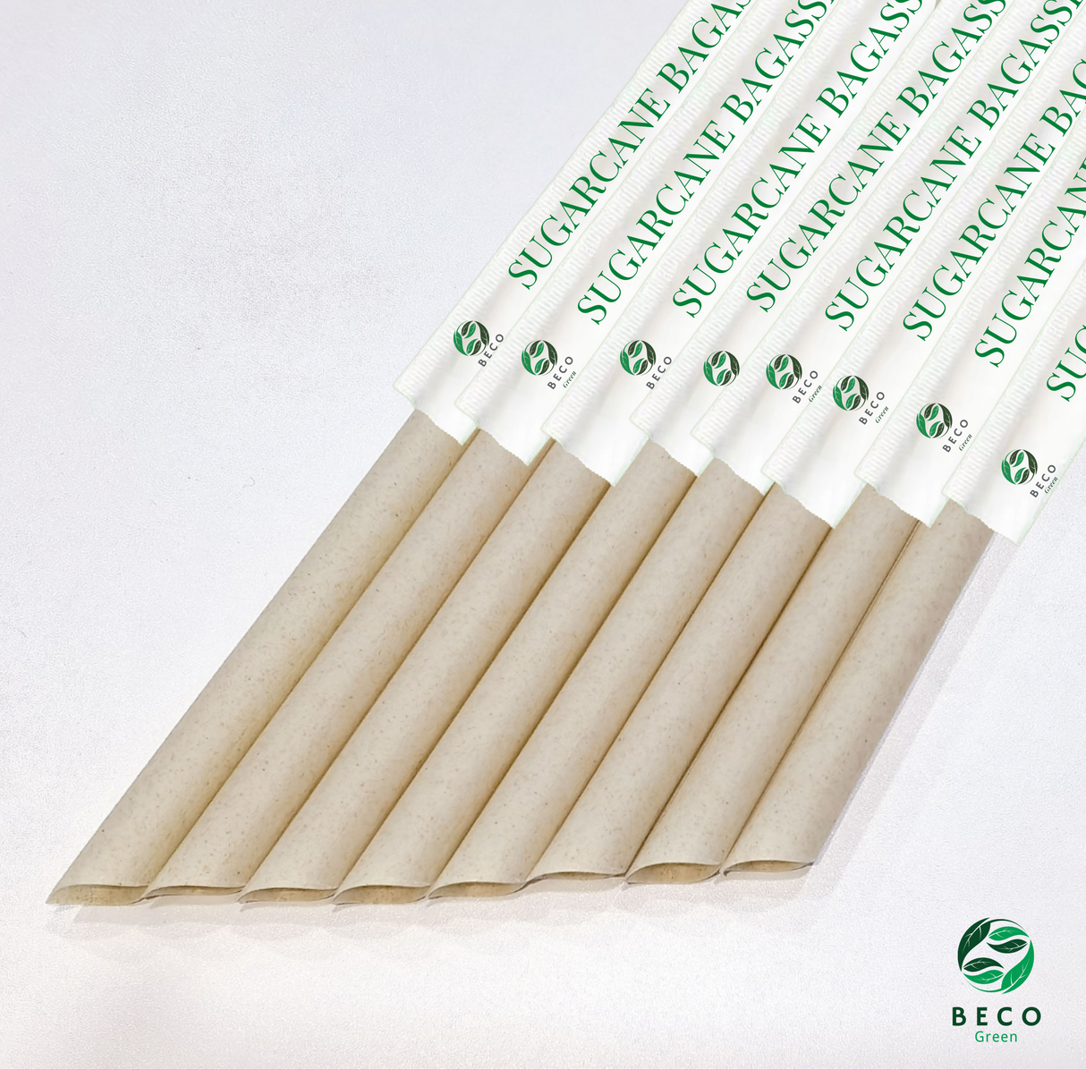 BECO Green Sugarcane Bagasse Fibre ZERO Plastic Bubble Tea Straws
