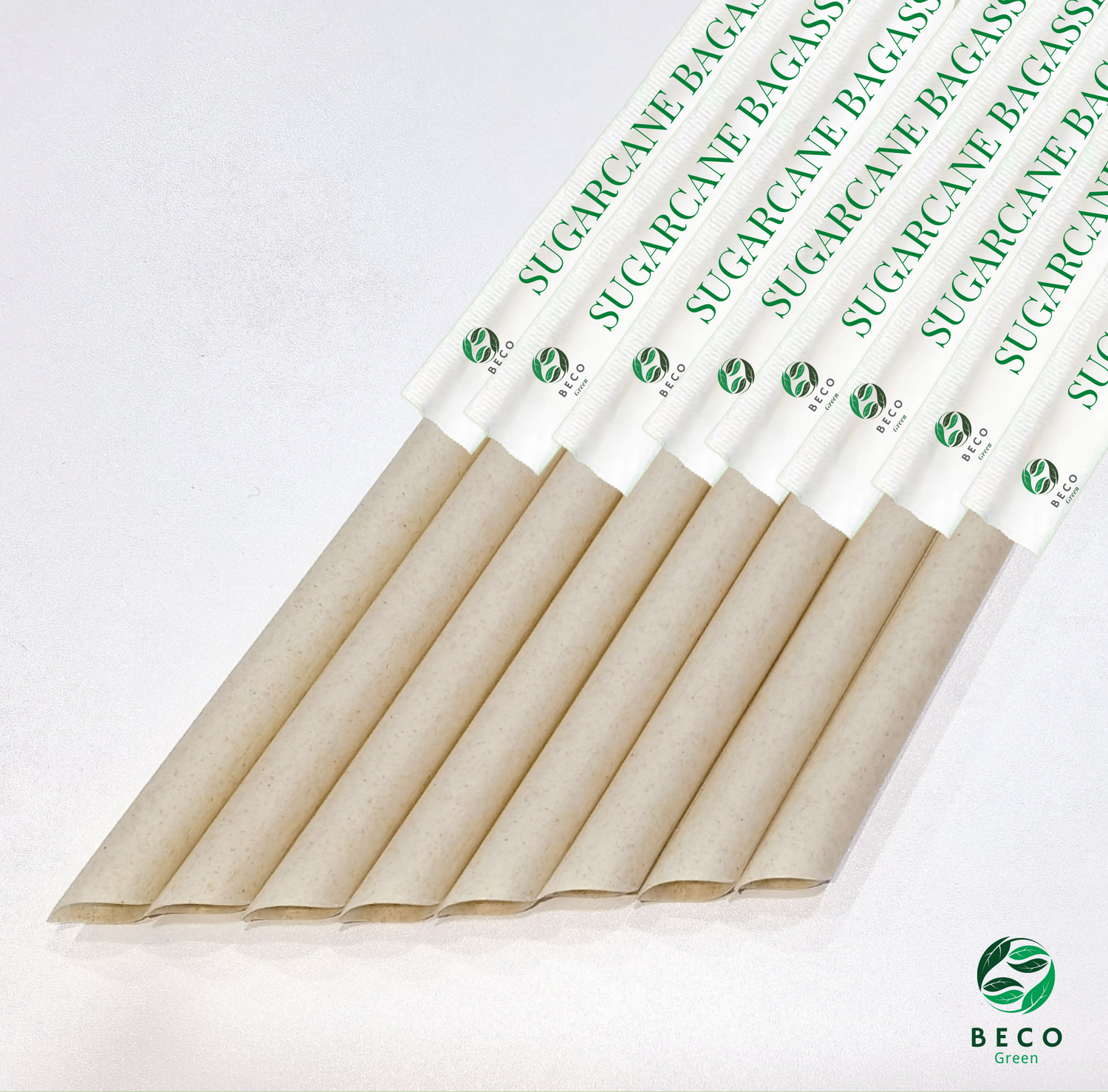 BECO Green Sugarcane Bagasse Fibre ZERO Plastic Bubble Tea Straws