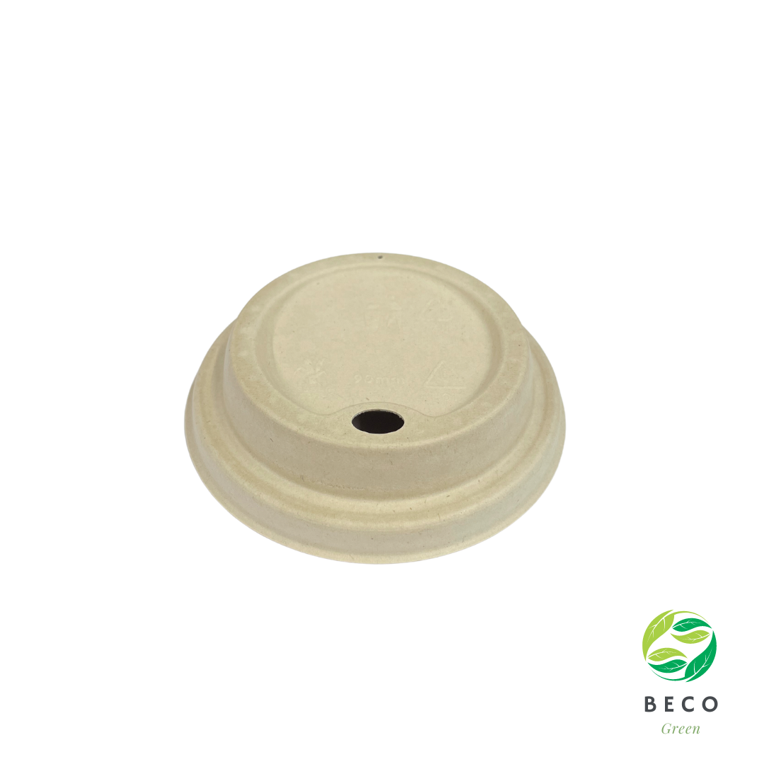 BECO Green Sugarcane Bagasse Coffee Cup Lids - 90mm