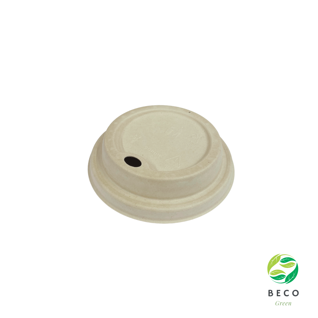 BECO Green Sugarcane Bagasse Coffee Cup Lids - 90mm