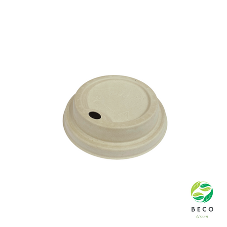 BECO Green Sugarcane Bagasse Coffee Cup Lids - 90mm