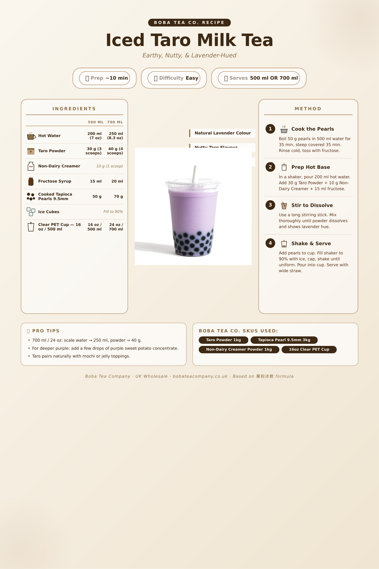 Recipe iced-taro-milk-tea: How to make Iced Taro Milk Tea using Boba Tea Company Taro Powder - 1kg