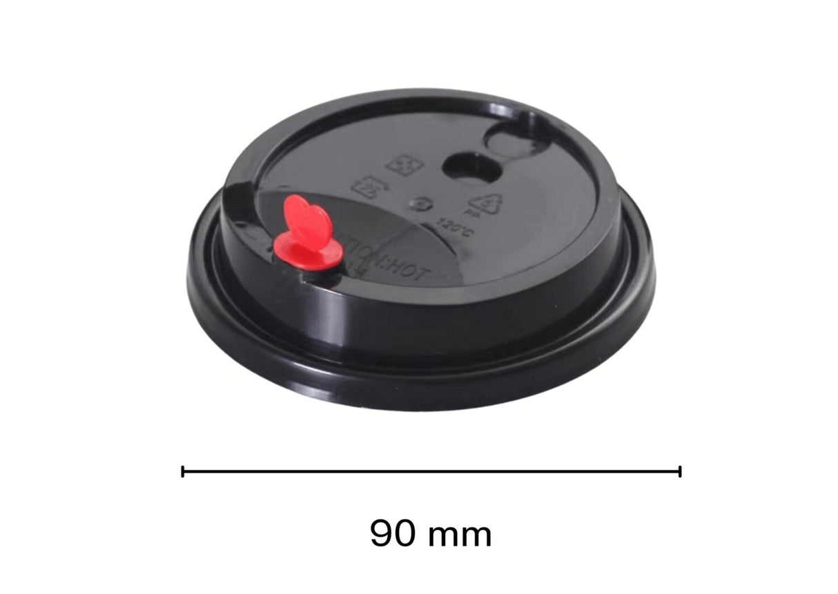 90mm PP Black Skinny Lids - 1000pcs