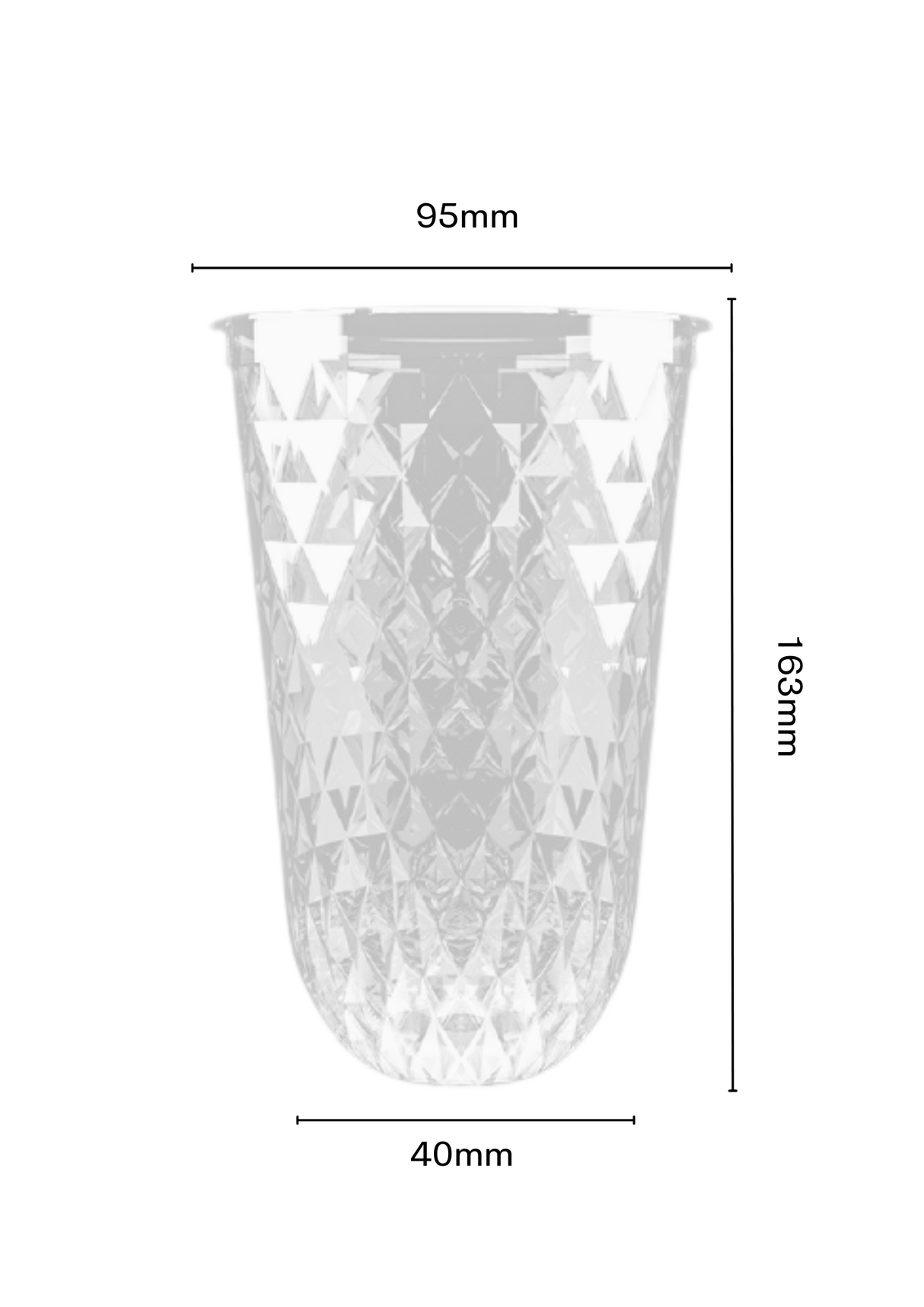 500ML Bubble Tea 95mm Diamond PP CUPS - 1000pcs