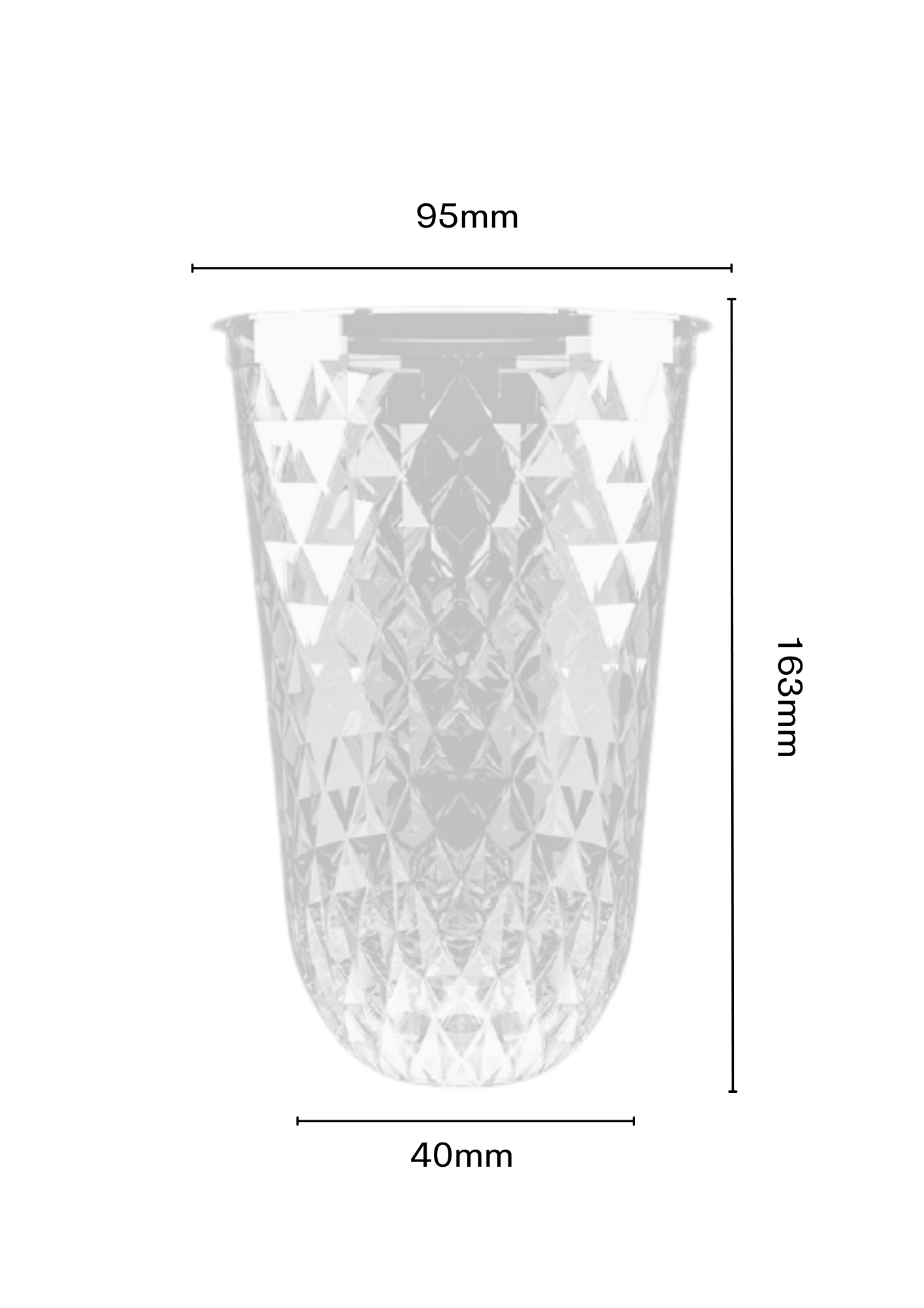 500ML Bubble Tea 95mm Diamond PP CUPS - 1000pcs