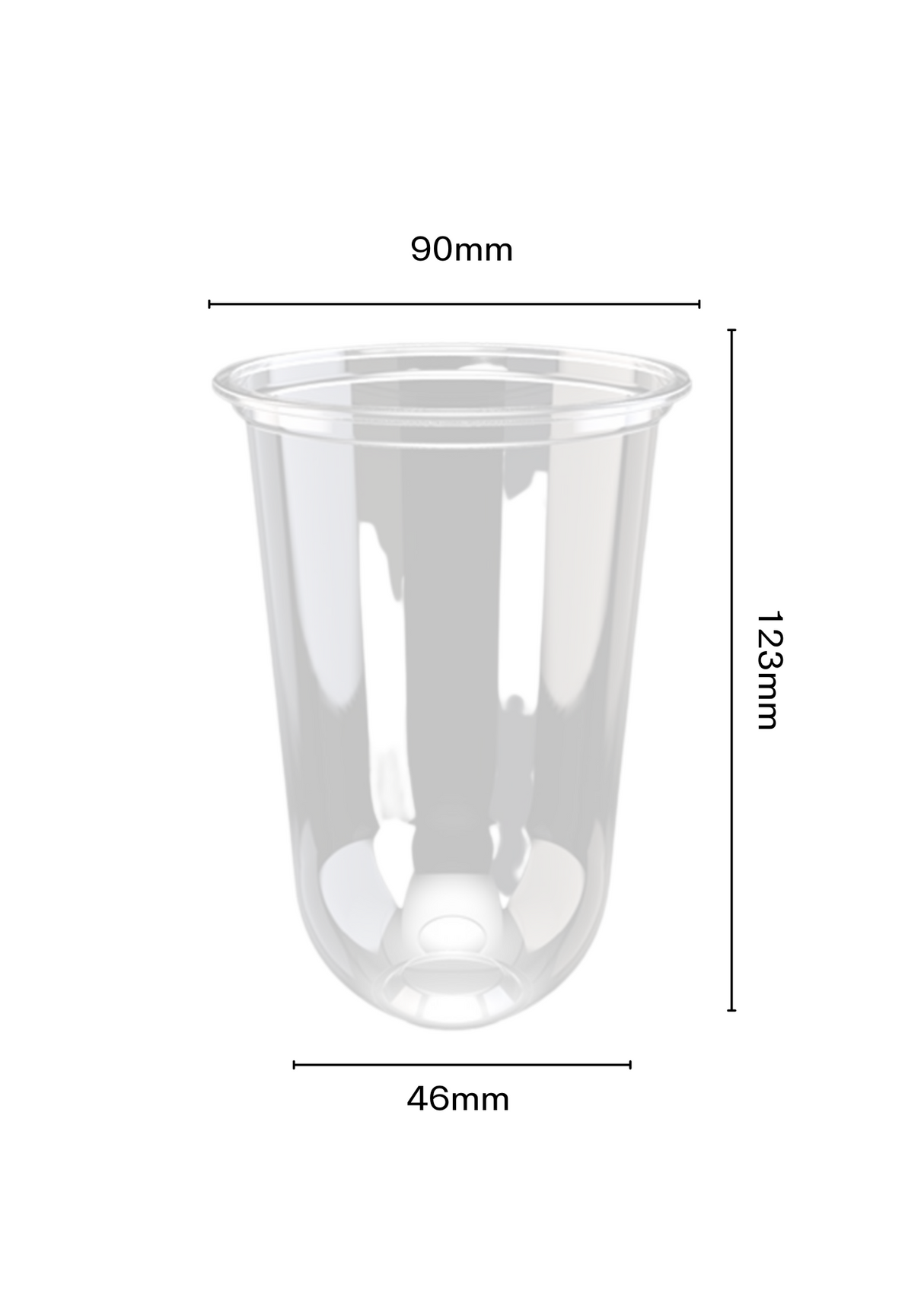 500ML Bubble Tea 90mm U Shape Chubby PP CUPS - 1000pcs