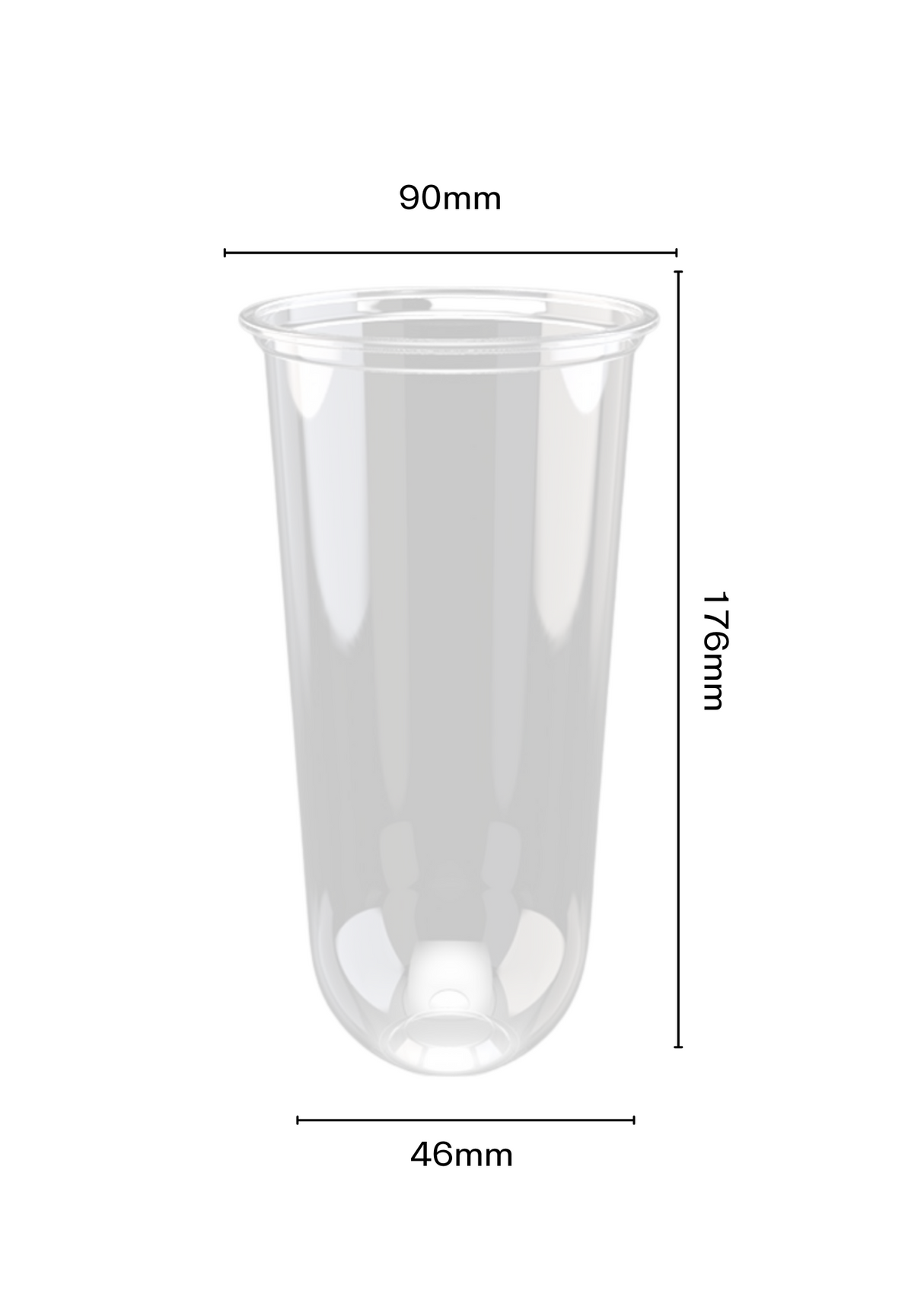 700ML Bubble tea 90mm U Shape Chubby PP CUPS - 1000pcs