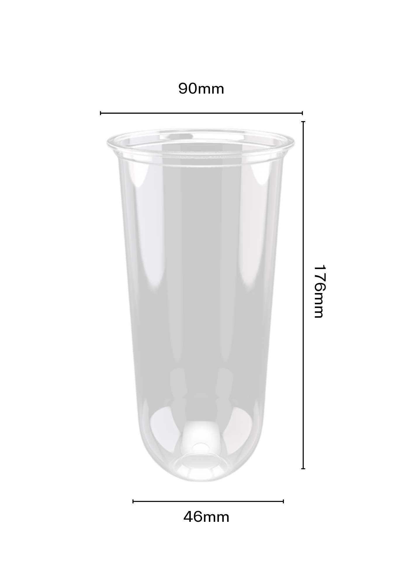 700ML Bubble tea 90mm U Shape Chubby PP CUPS - 1000pcs