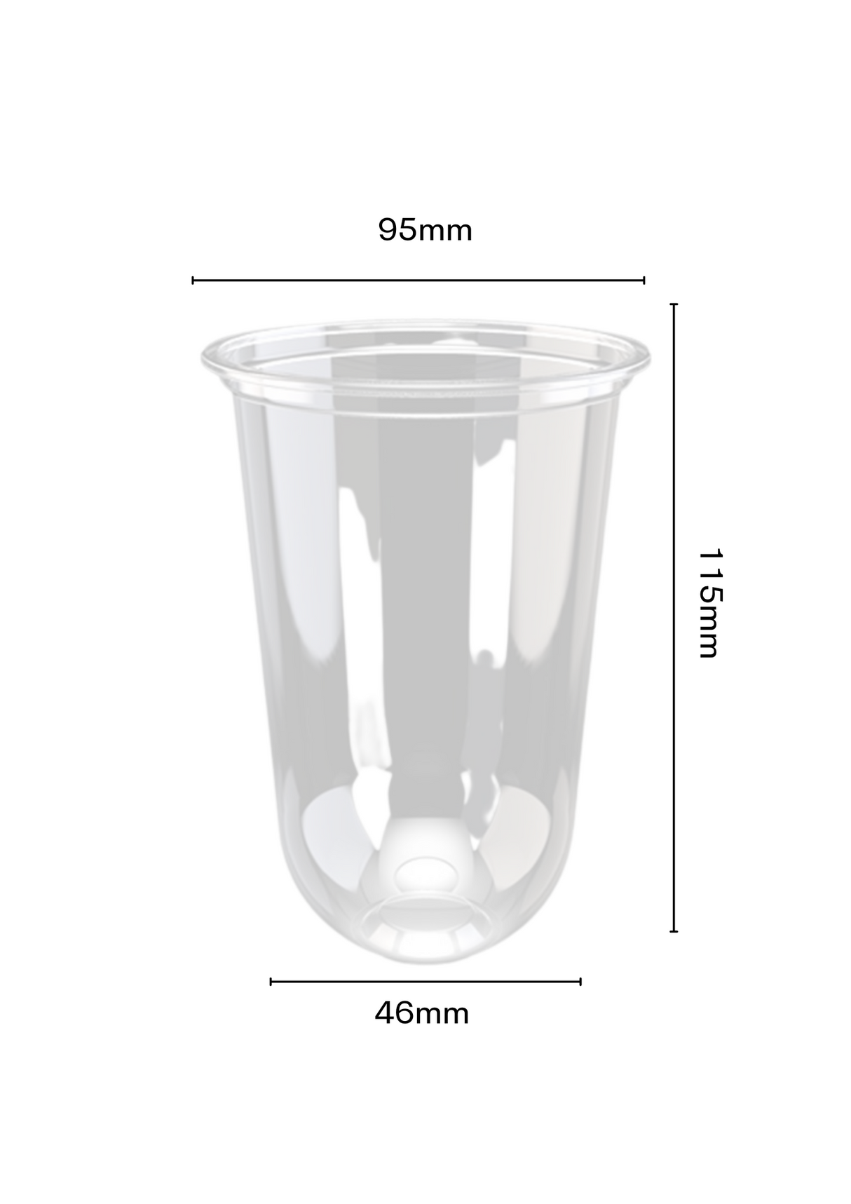 500ML Bubble tea 95mm U Shape Chubby PP CUPS - 1000pcs