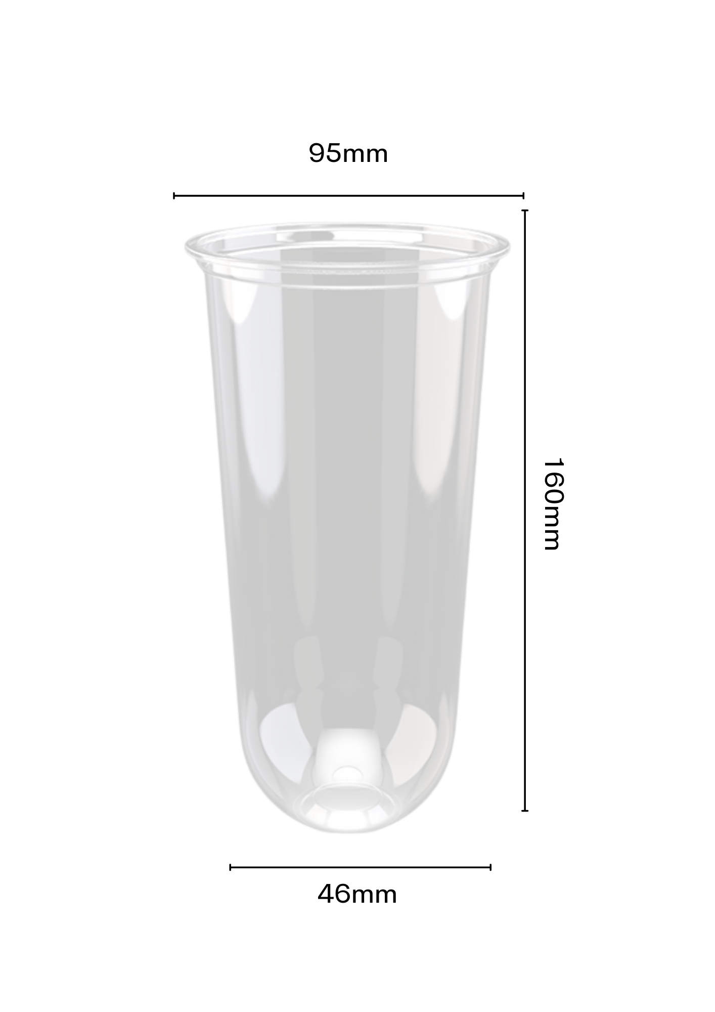 700ML Bubble Tea 95mm U Shape Chubby PP CUPS - 1000pcs