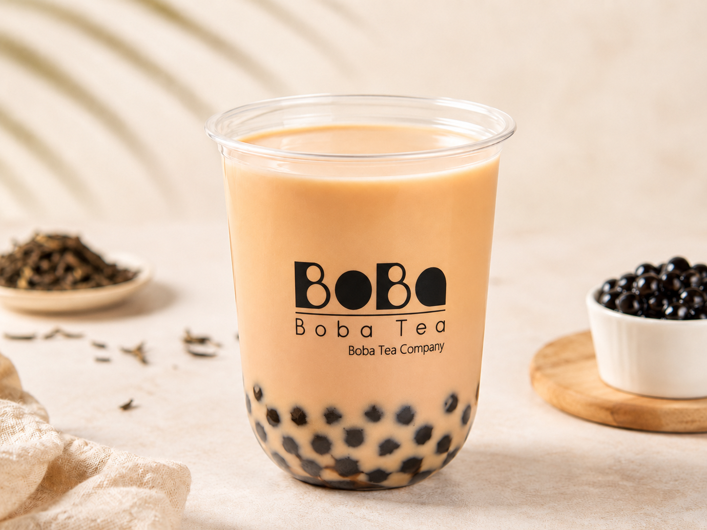 Classic milk tea bubble tea in a clear cup with tapioca pearls — Boba Tea Company