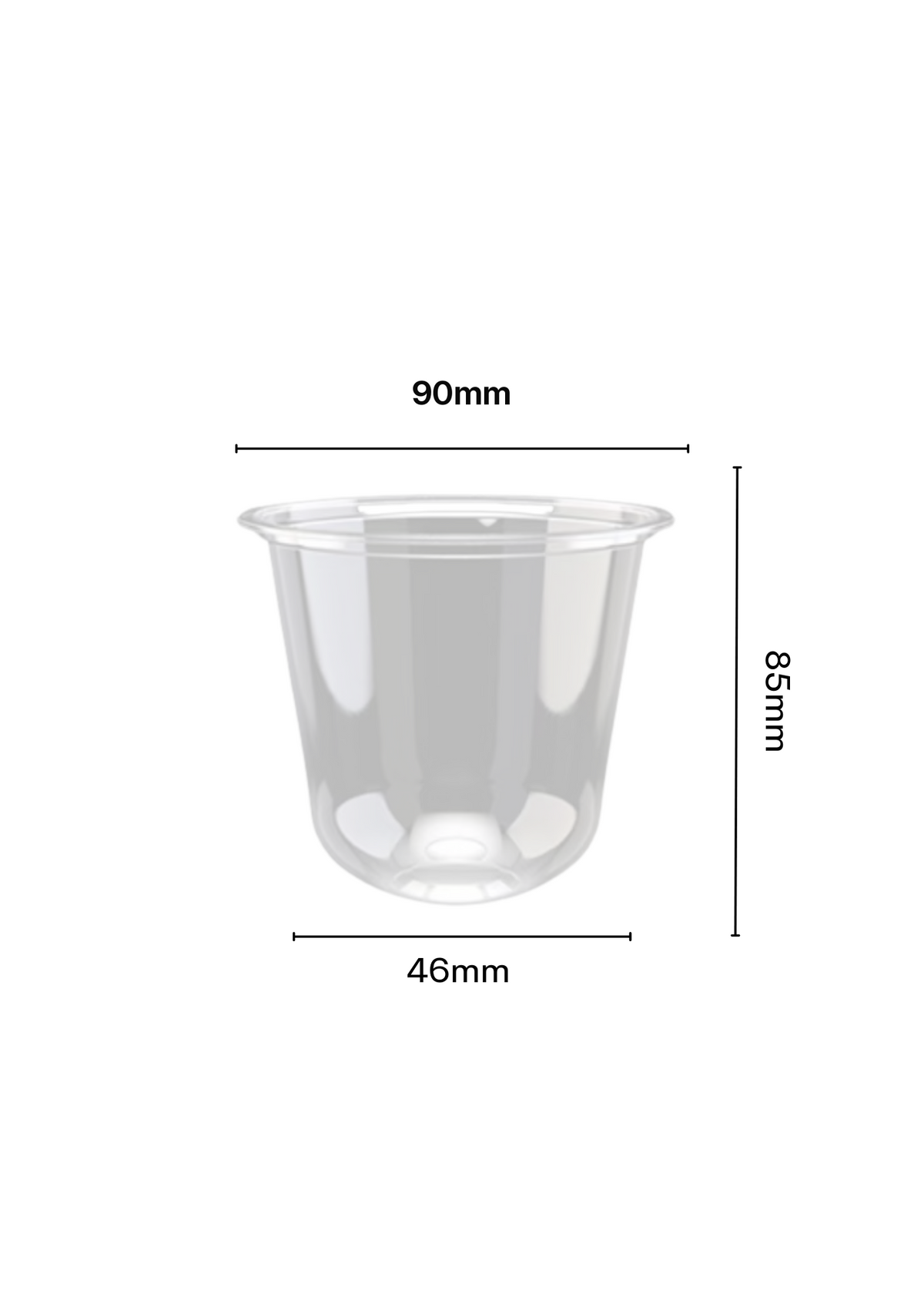 90mm PP 360ml U-Shape Chubby Cups diagram