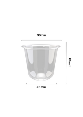 90mm PP 360ml U-Shape Chubby Cups diagram