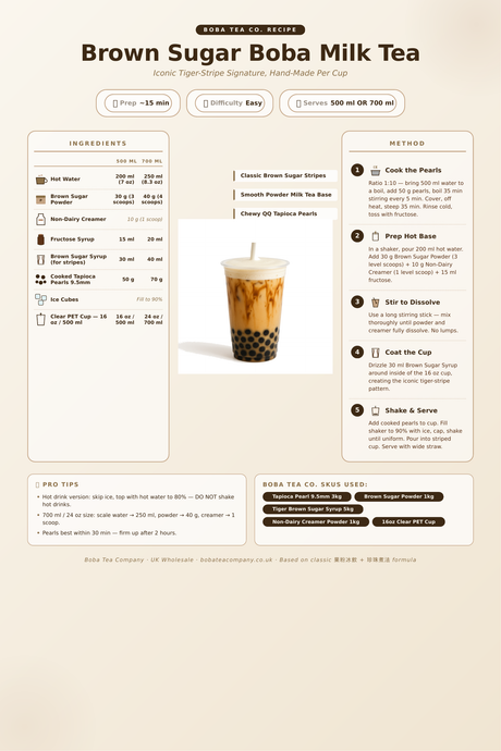 Recipe brown-sugar-boba-milk-tea: How to make Brown Sugar Boba Milk Tea using Boba Tea Company Brown Sugar Powder - 1kg