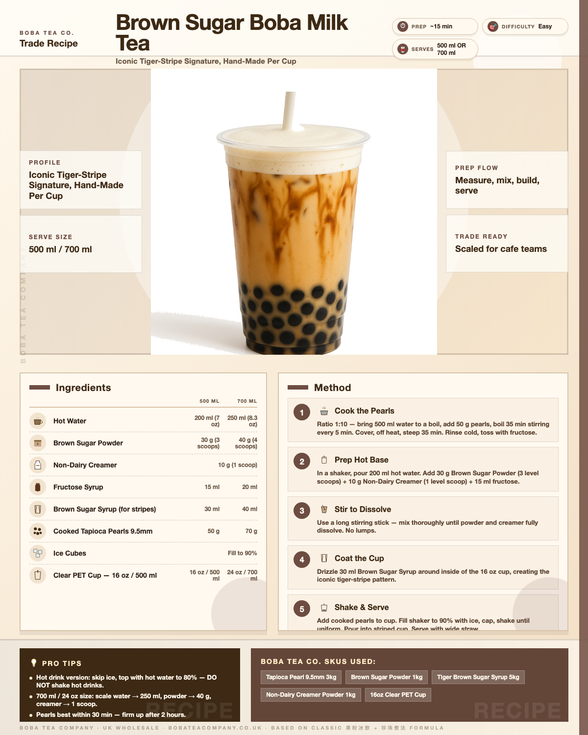 Recipe brown-sugar-boba-milk-tea: How to make Brown Sugar Boba Milk Tea using Boba Tea Company Brown Sugar Powder - 1kg