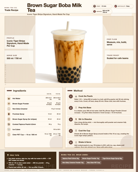 Recipe brown-sugar-boba-milk-tea: How to make Brown Sugar Boba Milk Tea using Boba Tea Company Brown Sugar Powder - 1kg