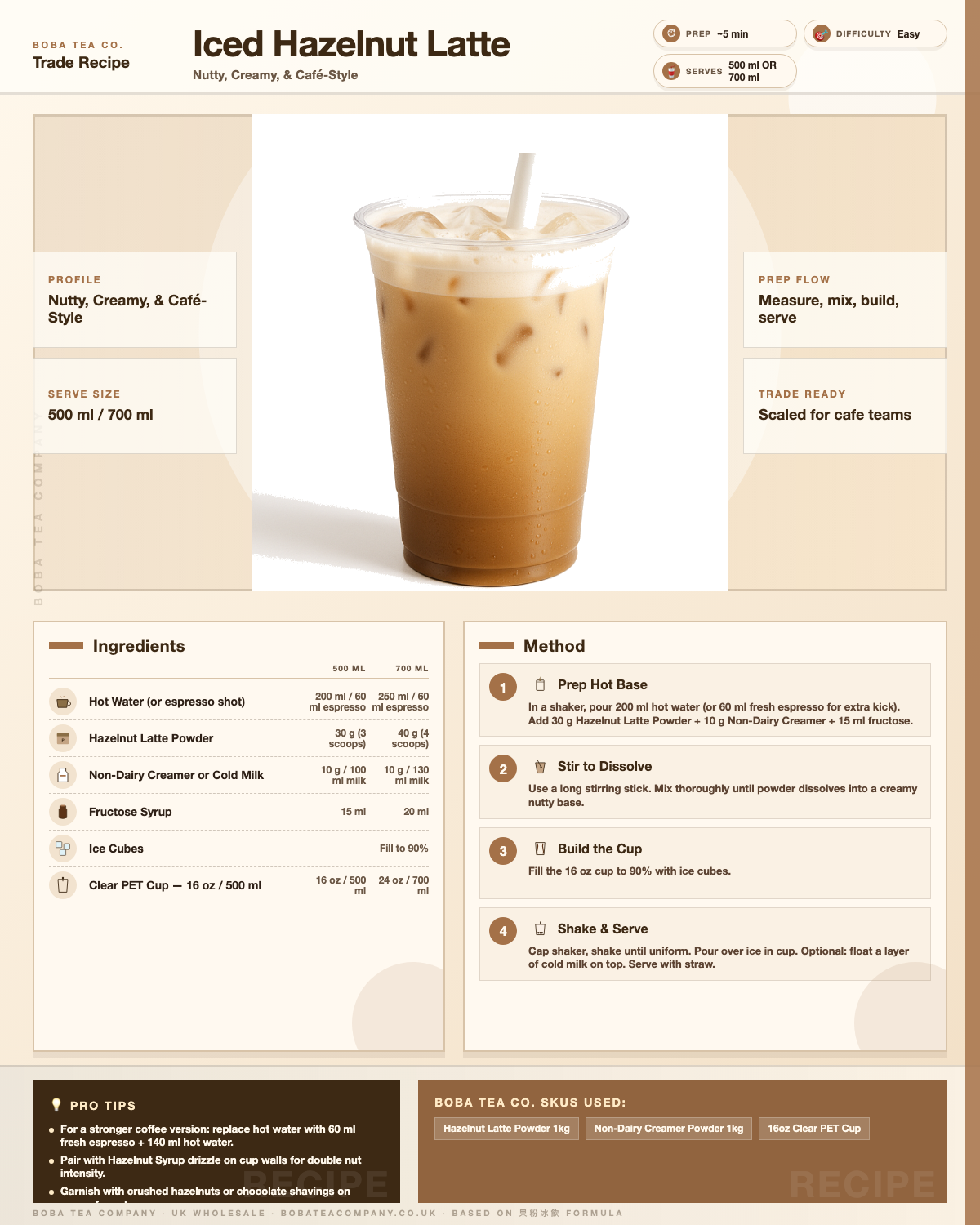 Recipe iced-hazelnut-latte: How to make Iced Hazelnut Latte using Boba Tea Company Hazelnut Latte Powder - 1kg