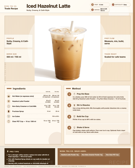 Recipe iced-hazelnut-latte: How to make Iced Hazelnut Latte using Boba Tea Company Hazelnut Latte Powder - 1kg