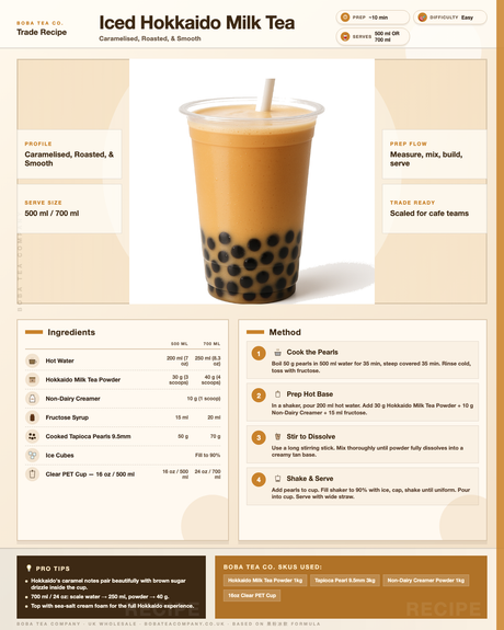Recipe iced-hokkaido-milk-tea: How to make Iced Hokkaido Milk Tea using Boba Tea Company Hokkaido Milk Tea Powder - 1kg