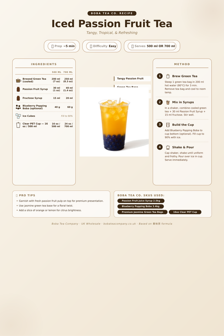 Recipe iced-passion-fruit-tea: How to make Iced Passion Fruit Tea using Boba Tea Company Passion Fruit Juice Syrup - 2.5kg