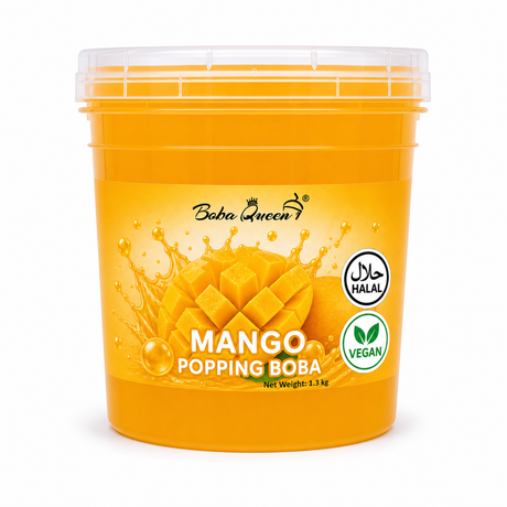 Boba Queen Mango Popping Boba 1.3kg white background product image
