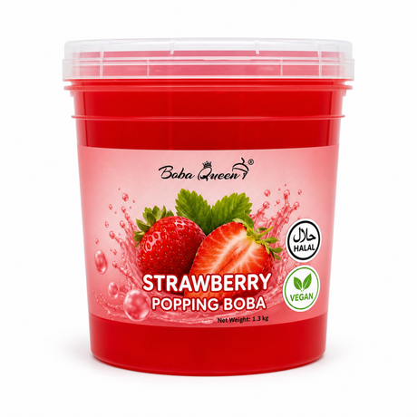 Boba Queen Strawberry Popping Boba 1.3kg white background product image