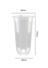 700ML Bubble tea 90mm U Shape Chubby PP CUPS - 1000pcs